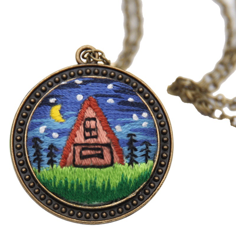 Bordado hecho a mano auto-bordado paquete de material de bricolaje Lu bordado producción regalo bordado girasol Margarita suéter COLLAR COLGANTE