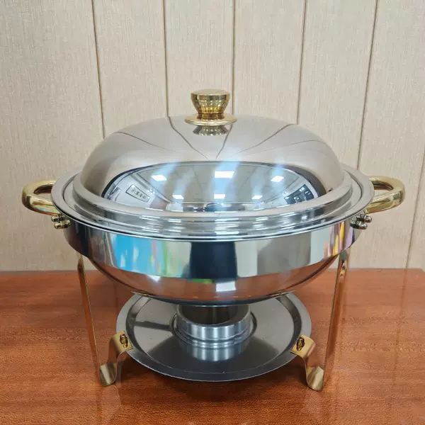 6L steel cover buffet stove-gold-matching tableware