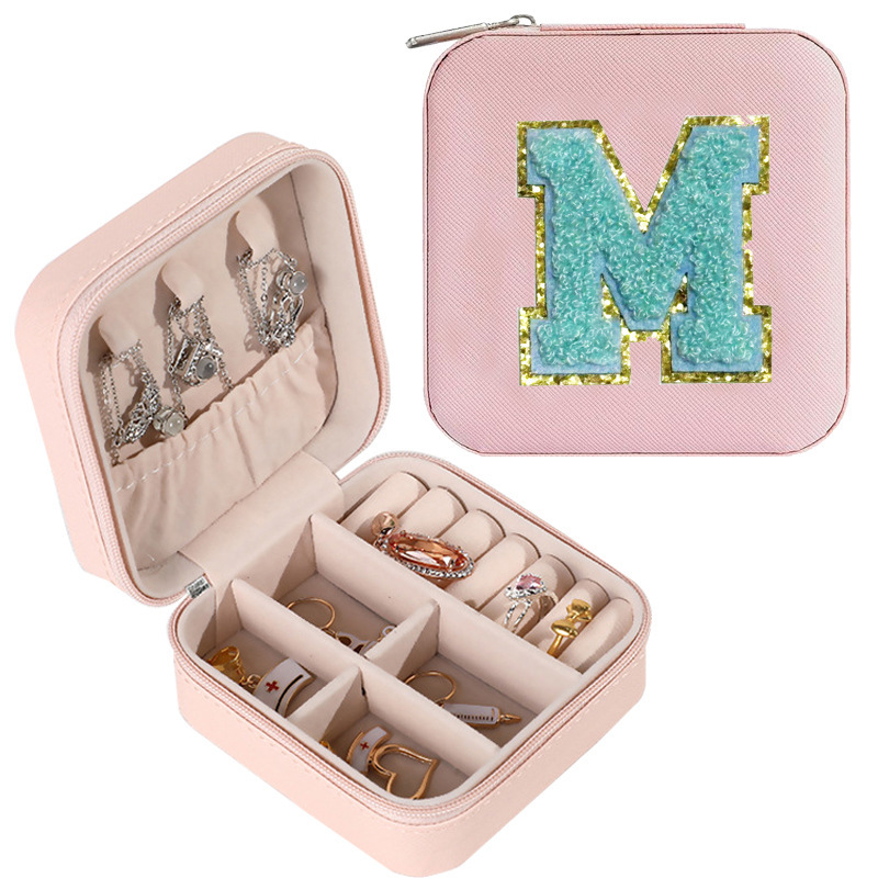 Cross-border de cuero Stud pendientes de gran capacidad de la joyería de la caja de la joyería del anillo caja de almacenamiento portátil