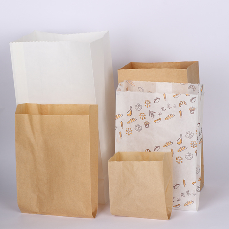 工厂直销纸袋子一次性炸鸡排薯条防油纸袋商用面包汉堡牛皮纸袋