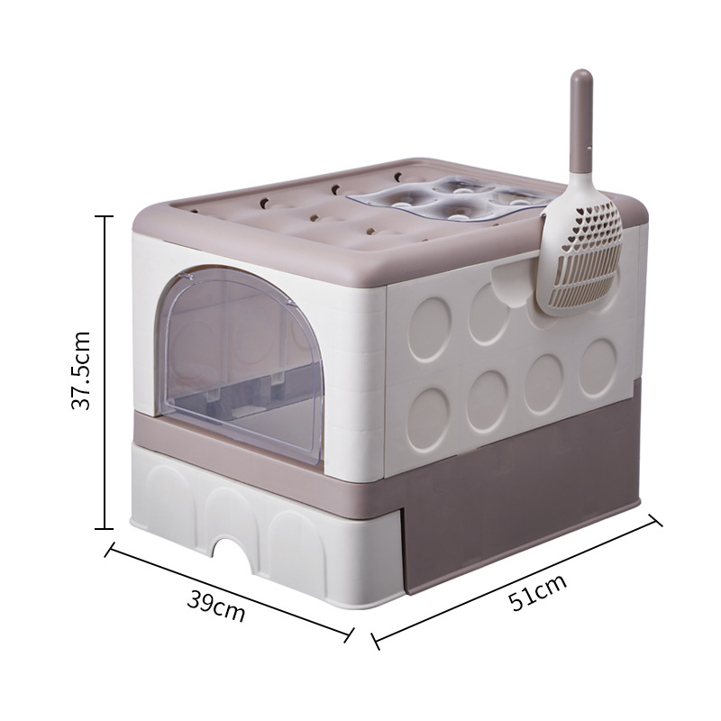 Bacina de arena para gatos totalmente cerrada, bacina de arena para gatos plegable, inodoro para gatos de tamaño super grande, tipo cajón anti-salpicaduras, bacina de heces para gatos para mascotas