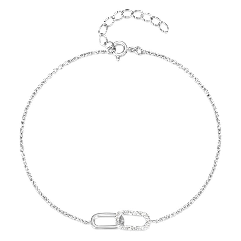 Moda simple superventas S925 plata esterlina Cruz doble hebilla ZIRCON incrustaciones desgaste diario pulsera de las mujeres