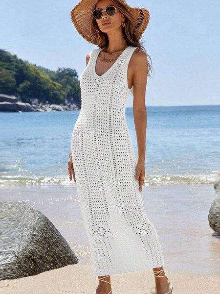 beach solid color long tank top