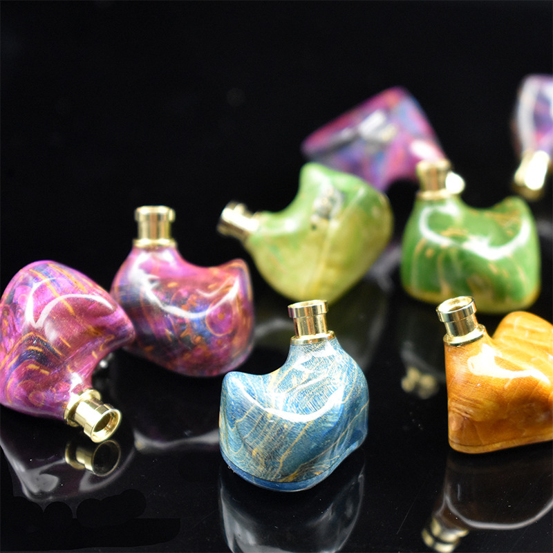 Factory New Product Fantasy Colorful Resin Stabilized Wood Earphones In-Ear Wired Earphones DIY Hifi Fever Earphones