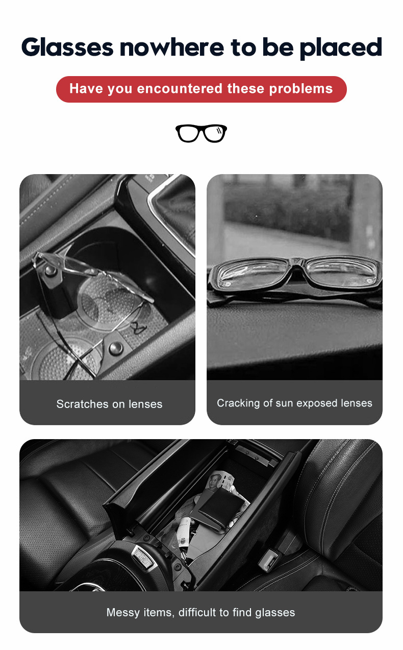 Car glasses case, sun visor glasses case, in-car automotive interior accessories, glasses holder, sunglasses, glasses bag