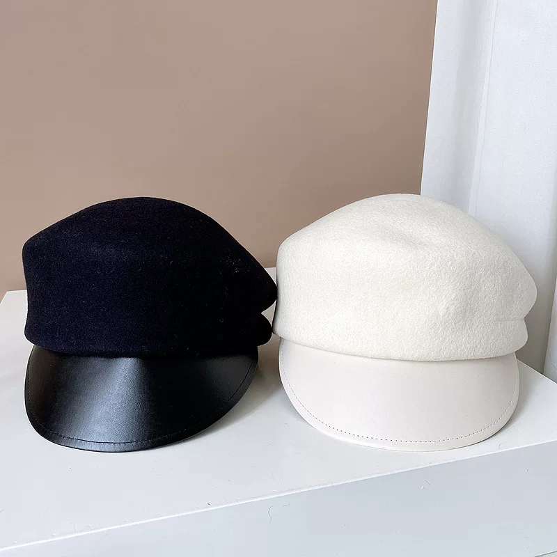 Demi-season woolen keep warm retro cap