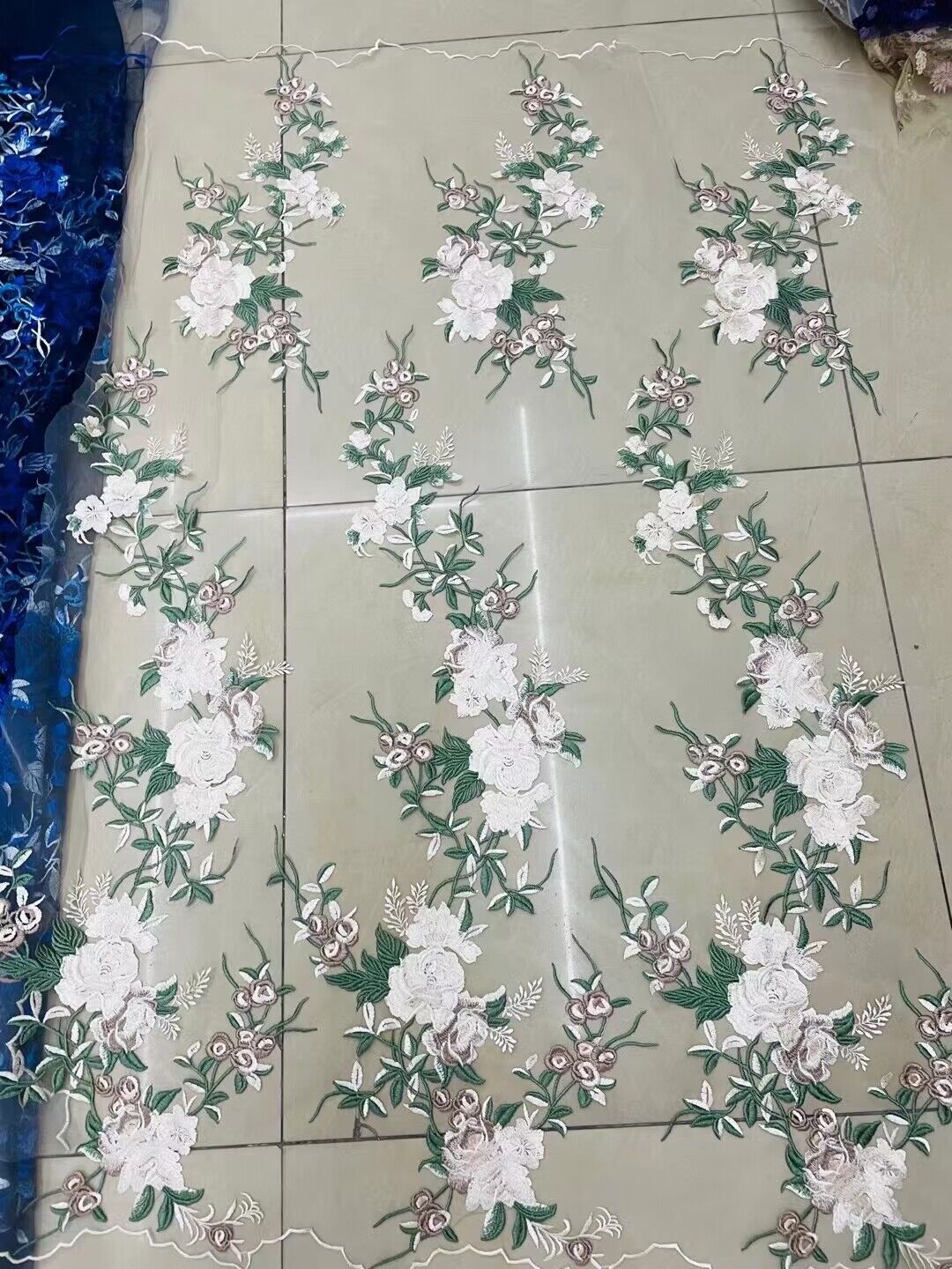 Hecho a mano pegatinas de encaje DIY color cheongsam vestido de noche accesorios flores rosa flores verdes bordadas parches de rosa image 5