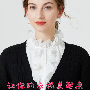 White lace lace fake collar for children with versatile fake collar for autumn and winter new base fake collar large pointed collar fake shirt collar