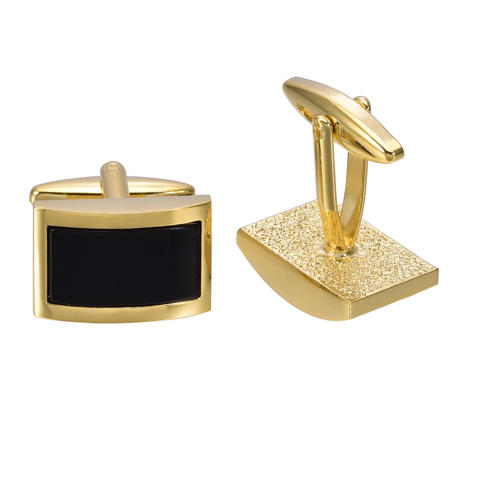 Cruz-Border hombres de negocios de gama alta K Oro Negro ágata curvo francés gemelos camisa traje formal gemelos