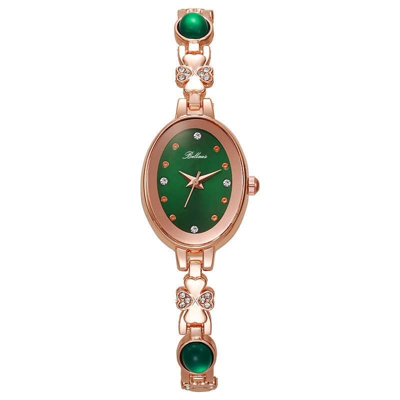 Joyería de lujo ligera con diamantes de cuarzo oval reloj de pulsera de mujer de alto valor visual temperamento de moda simple