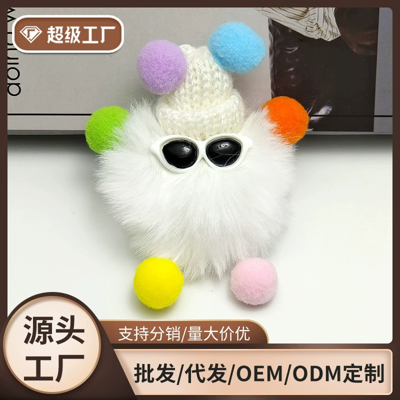 Имитация рекс кролика меха мультфильм diy аксессуары эльф плюшевый маленький брикет кукла сумка подвеска автомобильный брелок подвеска