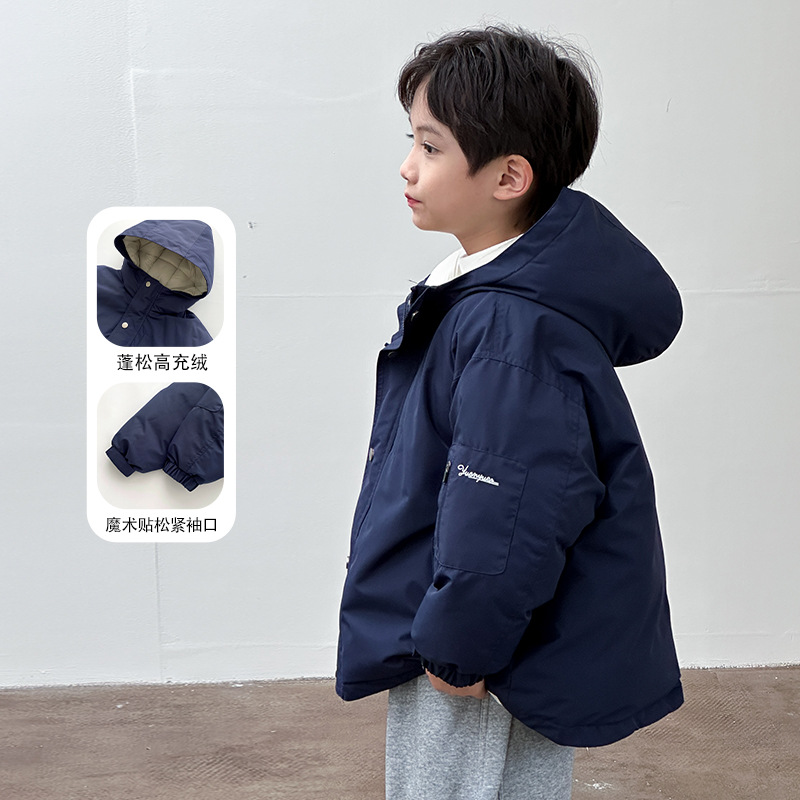 Chaqueta de plumón para niños chaqueta encapuchada para niños invierno 2025 ropa infantil invierno niño pequeño 90 chaqueta blanca gruesa