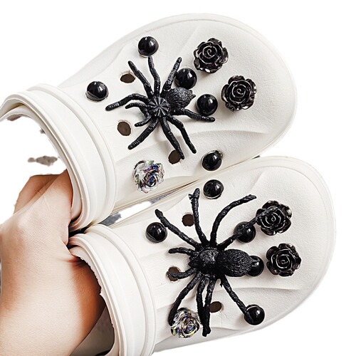 Spider suit dark hole shoes accessories punk ghost head beach shoes diy button jewelry accessories