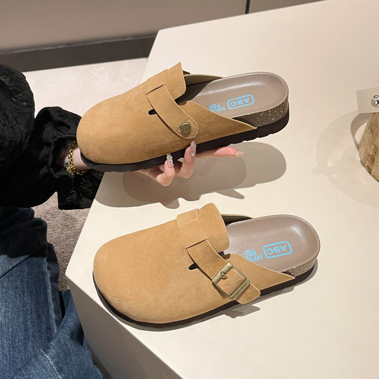 Bayan Terlikler Slaytlar İç Mekan Sentetik Su Geçirmez Ayarlanabilir Askılar Terlikler_voghion.com