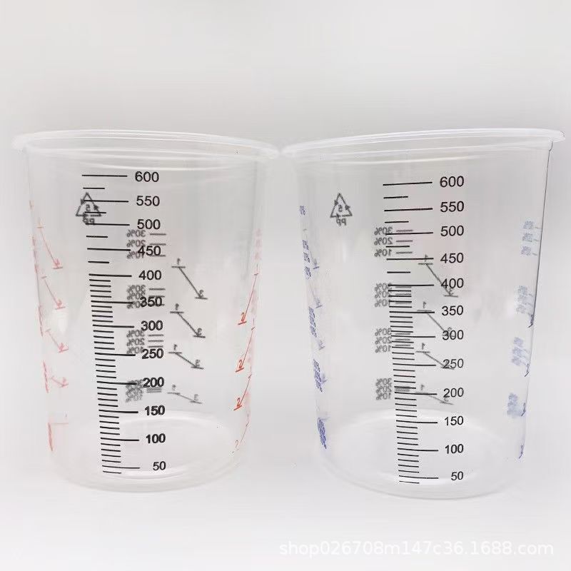 600ML透明プラスチック塗料カップ使い捨て食品グレード計量カップ両面スケールカップPPスケールカップ|undefined