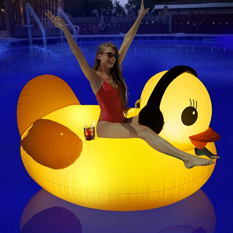 Трансграничные надувные светодиодные светящиеся солнцезащитные очки большая желтая утка маленькая Желтая утка надувной плавающий ряд для взрослых надувная плавающая кровать