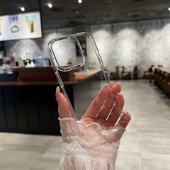 Suitable for iphone14Pro transparent hard shell simple Apple 13/12ProMax mobile phone case large hole ultra-thin bare metal