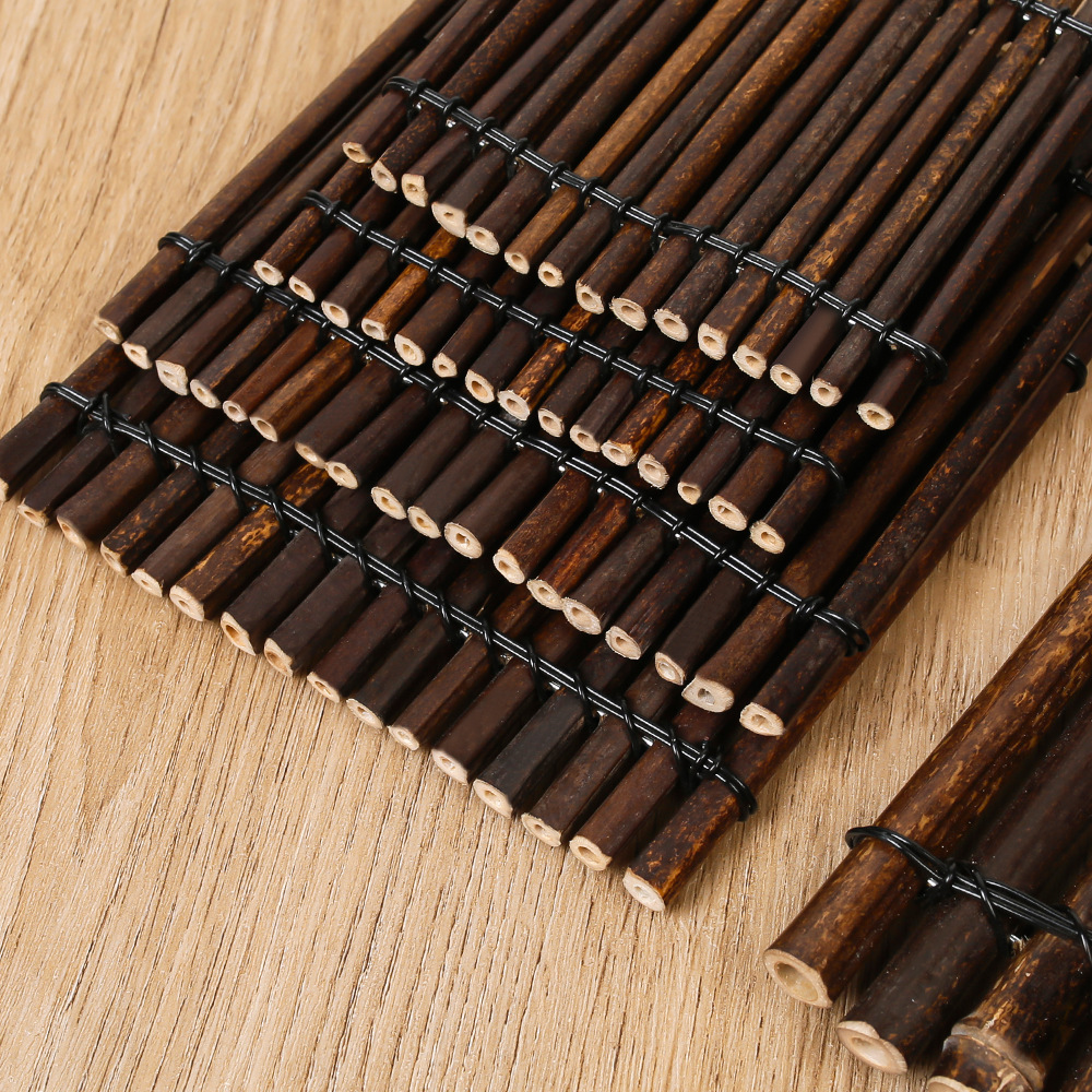 Ceremonia de té retro Fila de bambú Cojín de té Cojín Cojín de aislamiento térmico Decoración de bambú púrpura Posavasos Tejidos Accesorios para juegos de té Cortina de té Estera de té