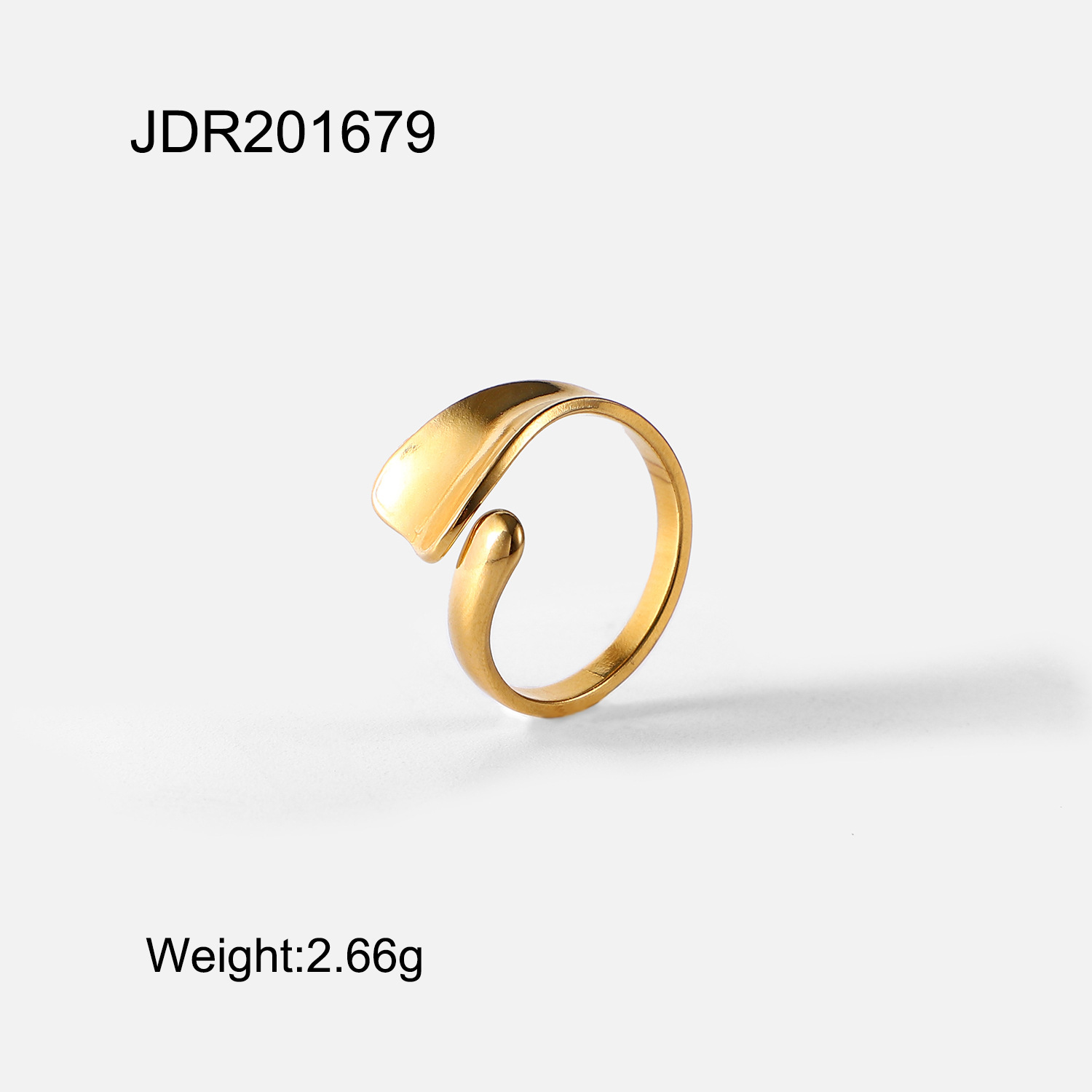 European And American 18k Gold-plated Stainless Steel Special-shaped Open Ring Geometric Ring display picture 6