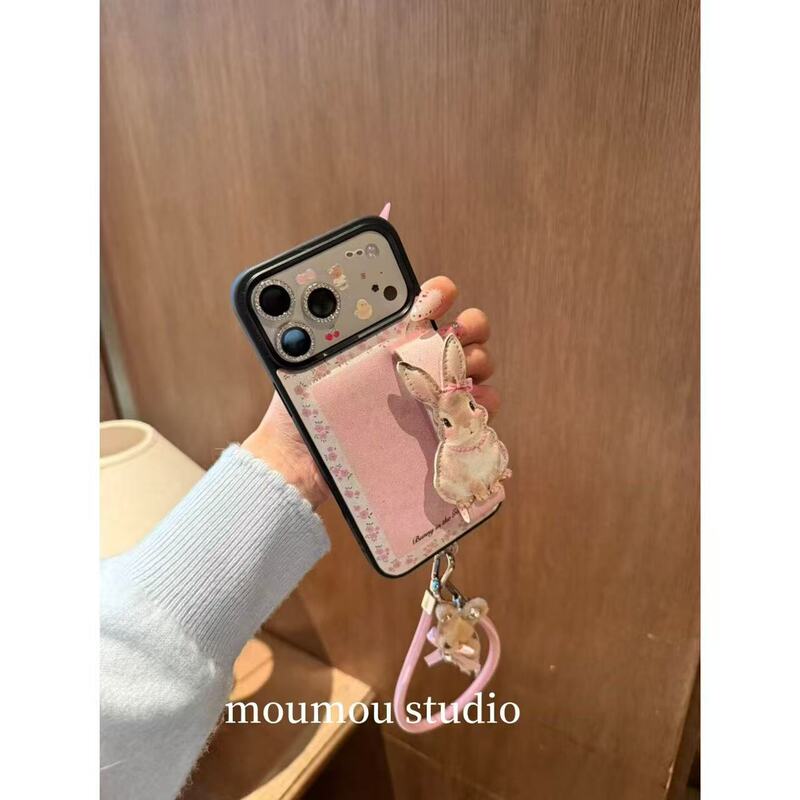 High-End Floral Rabbit Wrist Strap Suitable for Apple 17Promax Mobile Phone Case 16Pro Anti-Fall 15 Girls
