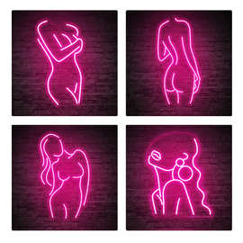 酒吧霓虹灯美女人像装饰灯夜店派对造型灯跨境外贸供应商家可调光