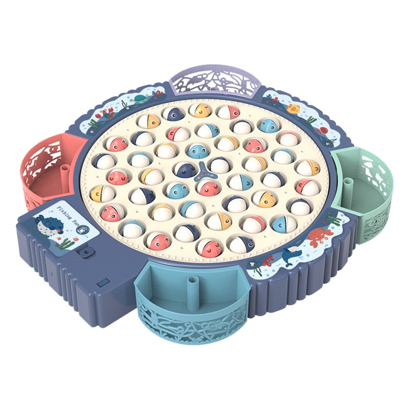 Juguetes de pesca magnéticos giratorios eléctricos Educación temprana para niños Rompecabezas Música multifuncional Placa de pesca giratoria Regalo para niños