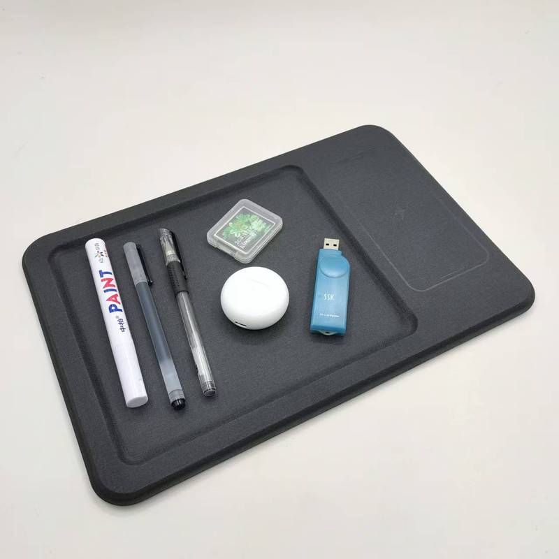収納ボックストレイワイヤレス充電マウスパッドデスクトップワイヤレス充電収納トレイPUレザートレイ|undefined