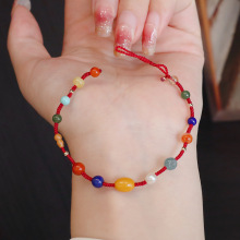 天然蜜蜡南红多宝手绳手链女高级感手工编织设计抽拉可调节手环