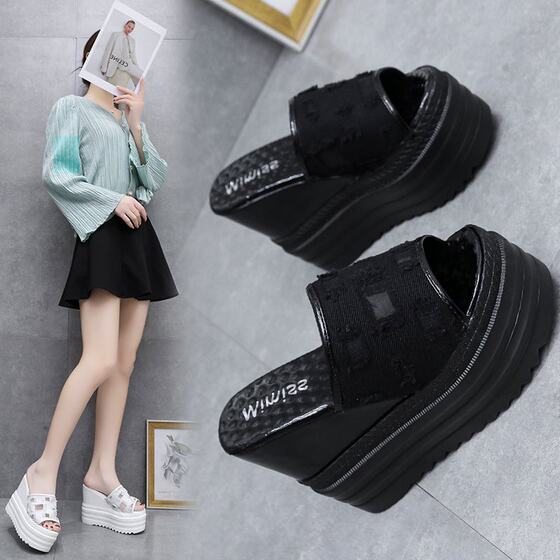 Slippers Women's Summer 2025 New Korean Style Fashionable Outfit Platform Thick Bottom Simple High Heel Wedge Slippers Women's Sandals