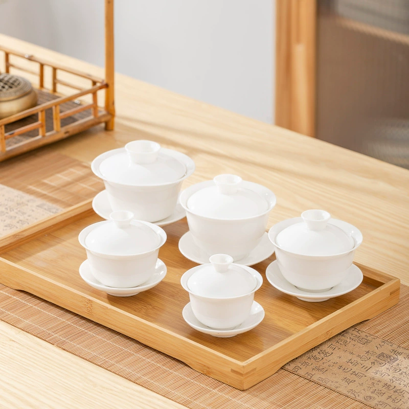 Sheep fat jade white porcelain thin embryo single cover bowl teacup ceramic tea maker Kung Fu tea Sancai cover bowl size and capacity