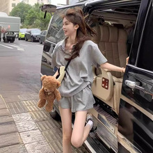 盐系运动服套装女夏季学生韩版宽松时尚短袖短裤休闲两件套跑步潮