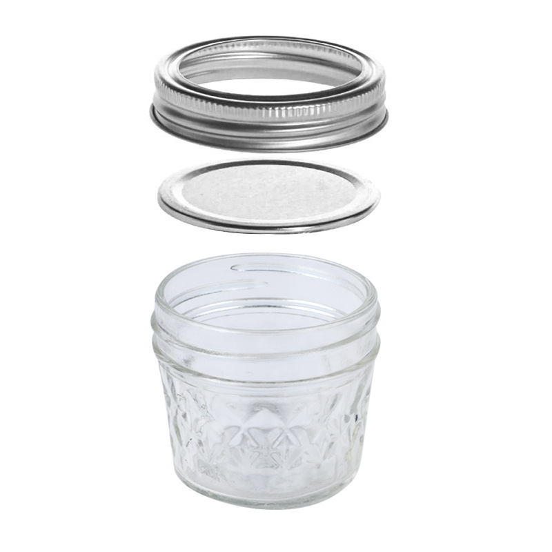 Tapa dividida caviar sub-botella de vidrio botella de mermelada de miel al por mayor transparente sellado almacenamiento doméstico puede botella