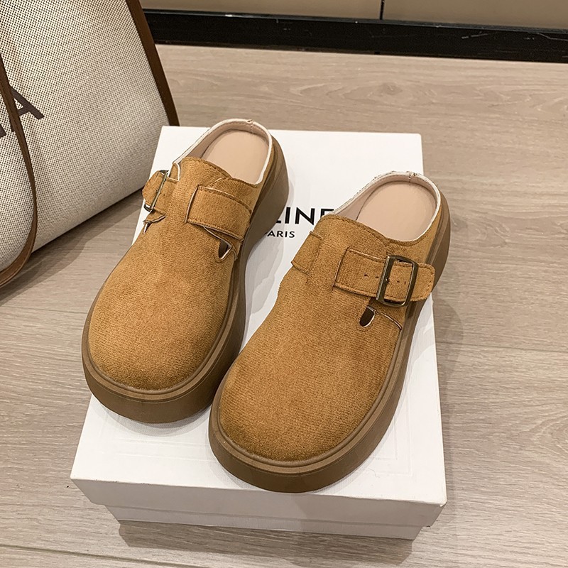 Zapatos retro Bocken de mujer primavera de 2026 nuevo fondo grueso de veludo un pie sin talón zapatillas image 7