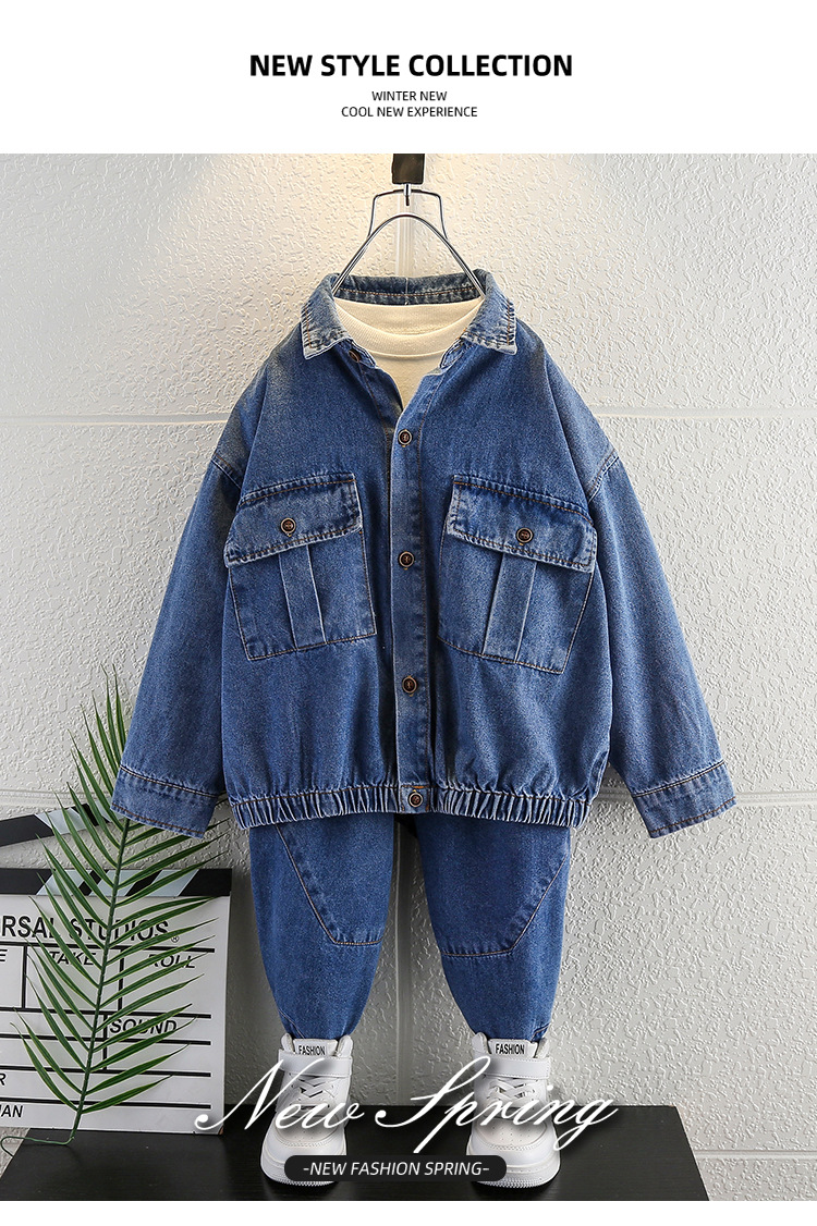 Besticktes Cowboy-Set für Jungen 2024 Frühlings- und Herbstkleidung, hübsches zweiteiliges Set mit trendiger Marke, mittelgroß und klein_voghion.com