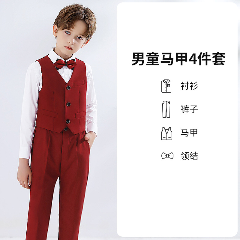 Vestido de los niños niño niña de las flores chaleco traje de piano traje de rendimiento traje de niño pequeño traje de otoño nuevo