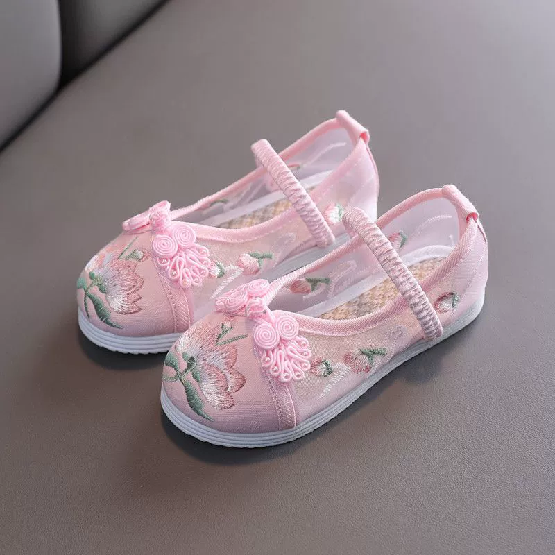 Дышащая обувь Hanfu Детская старая пекинская обувь для девочек вышитая обувь