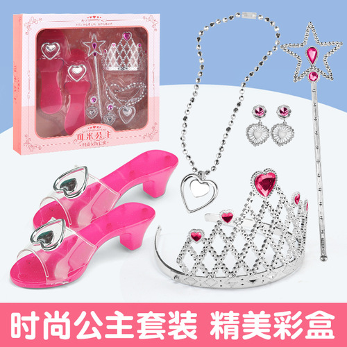 New children's fashion crown princess suit girls high heels dress up handbags accessories cute toys