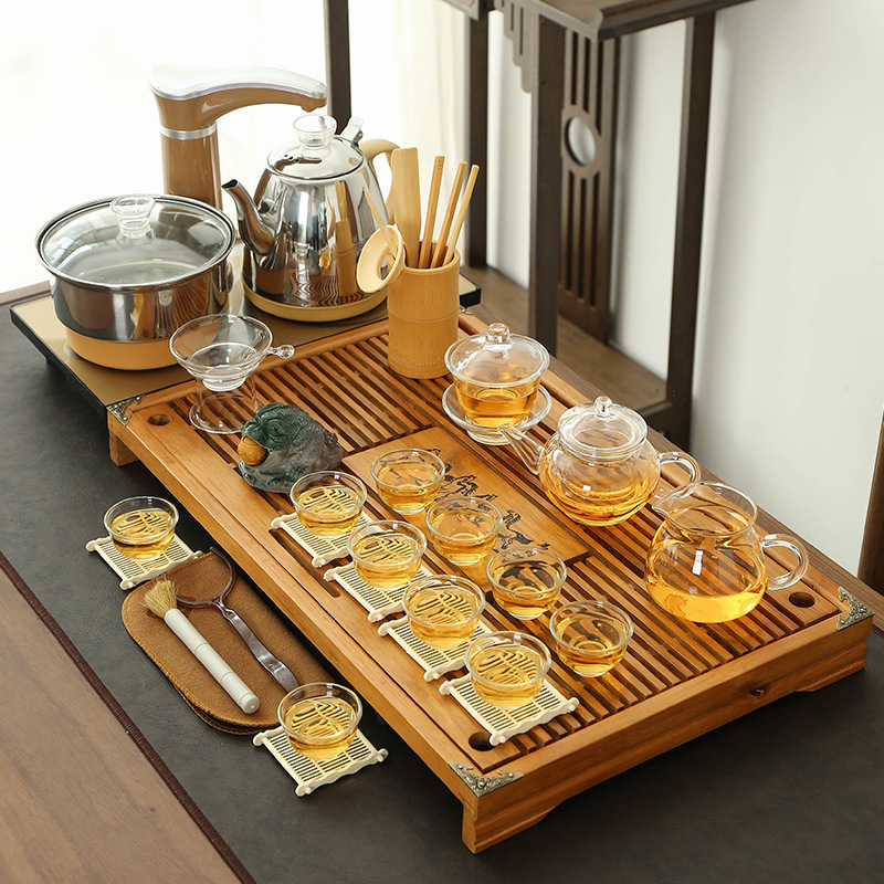 茶器セット家庭用全自動セット工夫茶杯紫砂茶道オフィス一体茶台実木茶盤|undefined