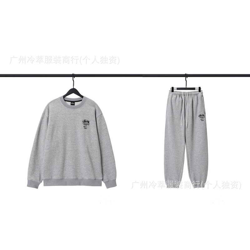 24现货跨境欧美外贸S字母联名系列刺绣宽松简约加绒套装代发|undefined