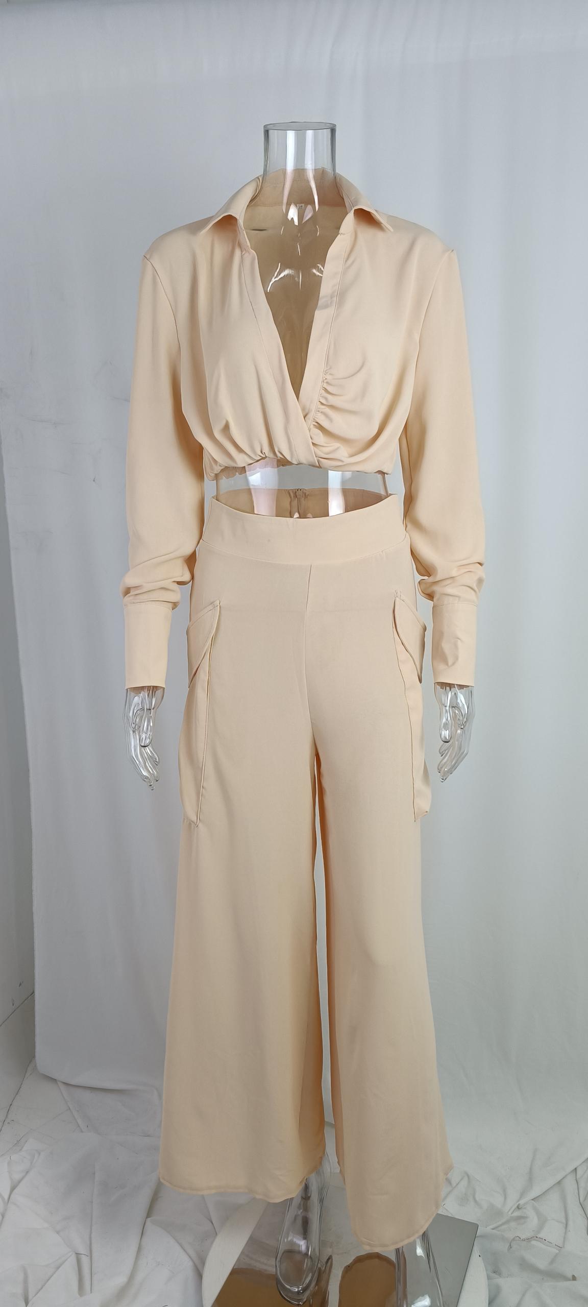 403g Weight Long Sleeve Sleeve Length Polyester Fabric Type Leisure Suit Sets Type Casual, Office, Daily Occasion Shirt Collar Neckline Pocket Function Slim Fit Type Solid Color Pattern Spring Season Women's Gender Elegant Style, Temperament Commuter Style Casual Office Daily Women's Elegant Style Temperament Commuter Solid Color Polyester Leisure Suit Pants Sets 13