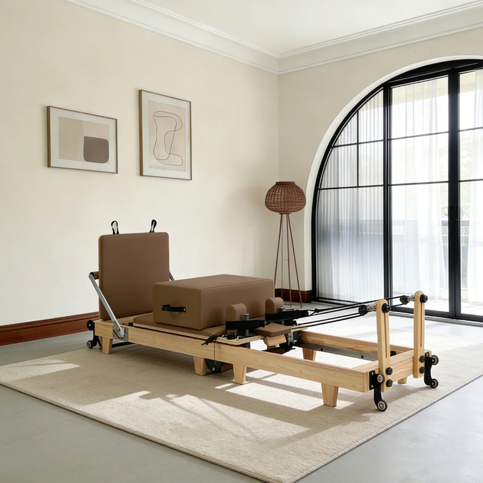 Cama de Pilates plegable, equipo de fitness para entrenamiento comercial en estudio de yoga, reformer.