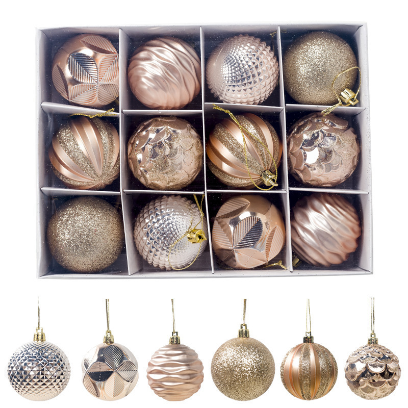 クリスマスツリーの起爆ストラップクリスマス用品プレゼント装飾カラーボール6cm 12個セットpvcクリスマス展示ボール|undefined
