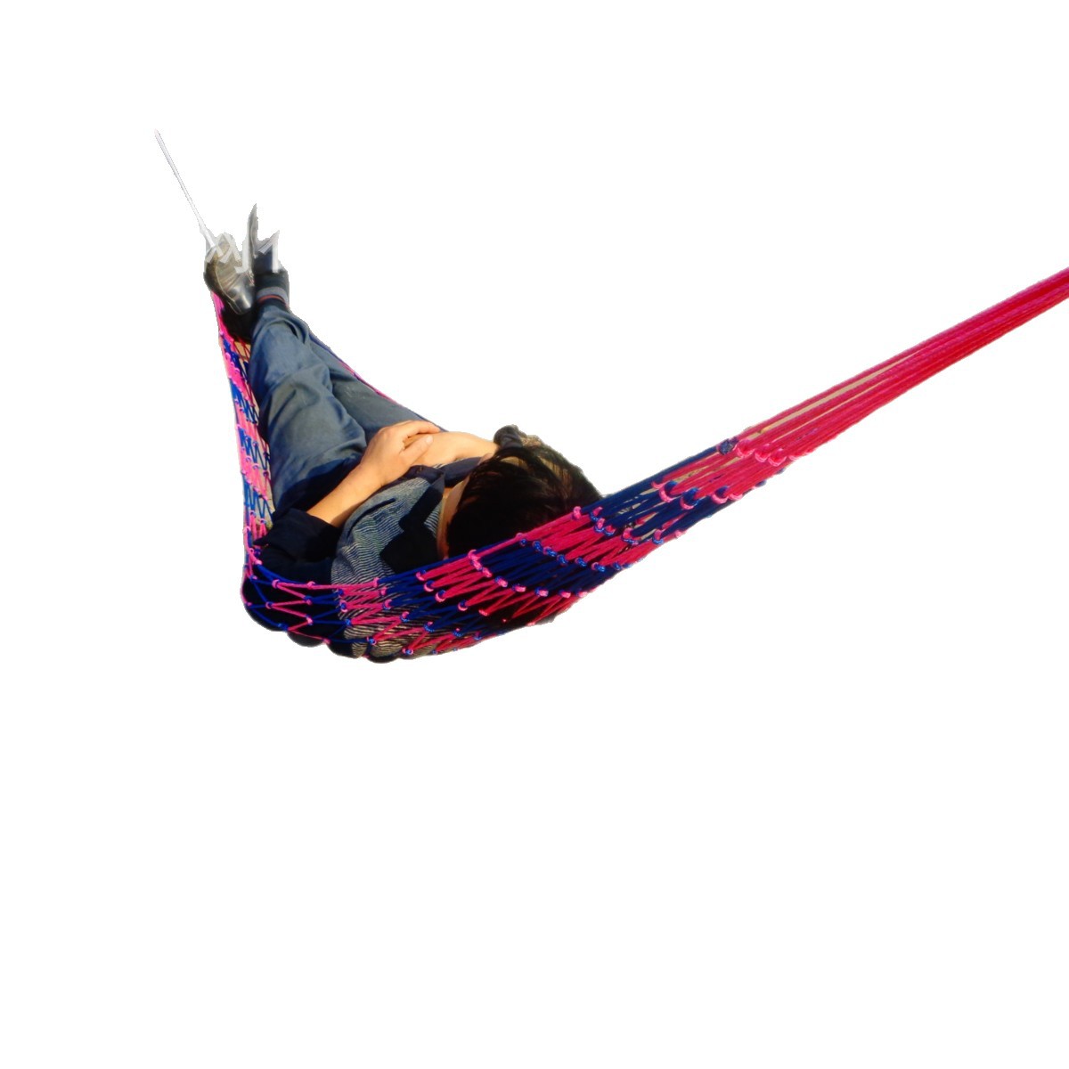 Fábrica al por mayor nylon cuerda de color malla hamaca al aire libre camping malla de acero inoxidable anillo de hierro hamaca anillo neto