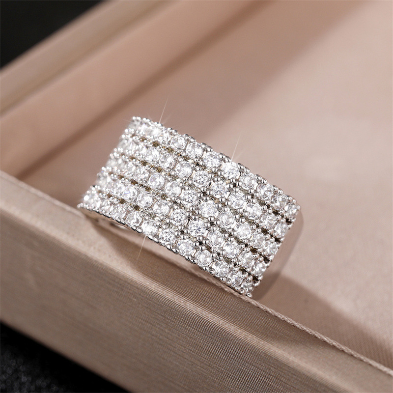 Geometric Pattern Geometric Rings Copper Zircon Women'S Luxurious Rings