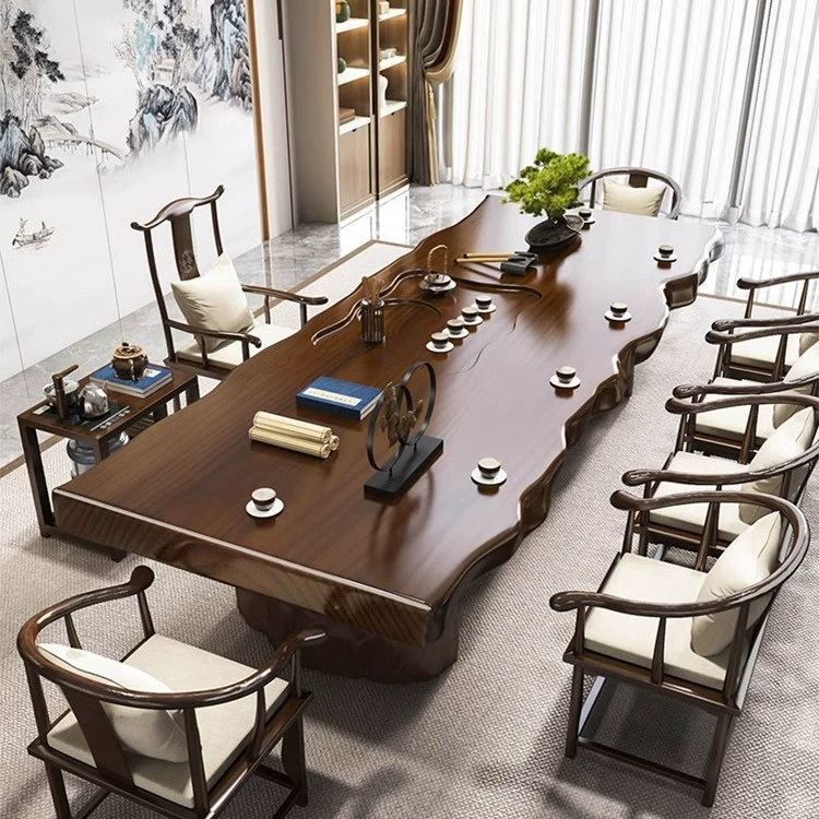 Большой чайный столик из массива дерева в новом китайском стиле, домашний чайный столик, журнальный столик, офисный светильник, роскошный стиль, приготовление чая