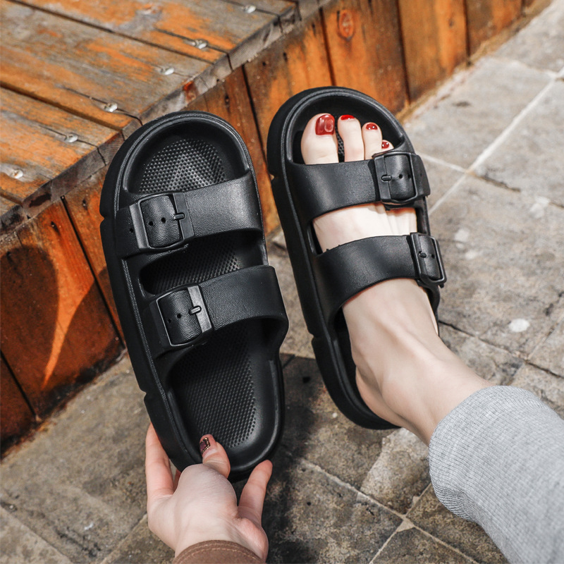 Cross-border Shit Slippers Women's Summer Wearing Thick-soled Slippers Men's Toe Couple's Soft Slippers