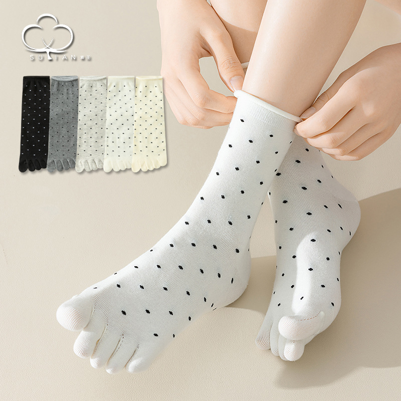 Women's Summer Thin Knee-High Toe-Split Socks, Japanese Cute Girls' Toe-Split Socks with Rolled Edge