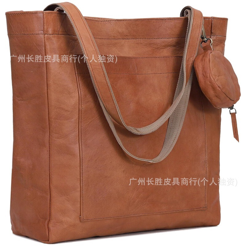 Cross-border Genuine Leather Laptop Handbag Retro Business Outdoor Portable Durable Waterproof Shoulder Bag