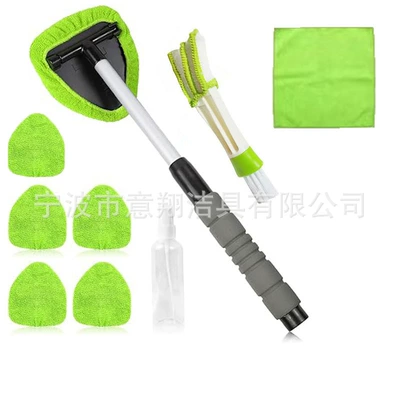 Car cleaning tools | Retractable Window Defogging Brush - 1-set-b-type-sponge-6-green-cloth-covers-50ml-bottle-1-detail-brush-towel
