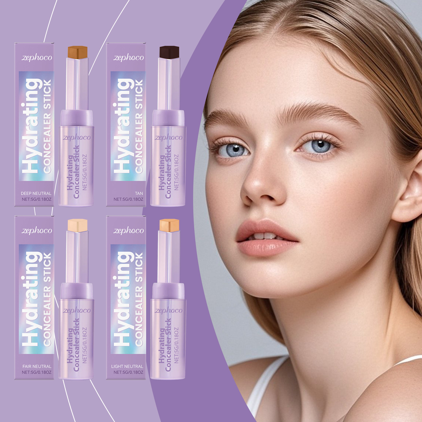 zephoco修容遮瑕棒 滋润自然清爽保湿轻薄遮瑕鼻影轮廓阴影修容笔